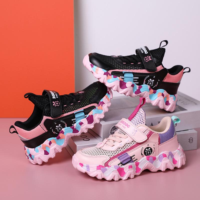 Babudou Children's Shoes, Girls' sneakers2026New Summer Breathable Children's Single-sole Shoes, Spring and Autumn Mesh Shoes