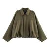 European and American Women's Batwing Sleeve Zipper Casual Suede Jacket