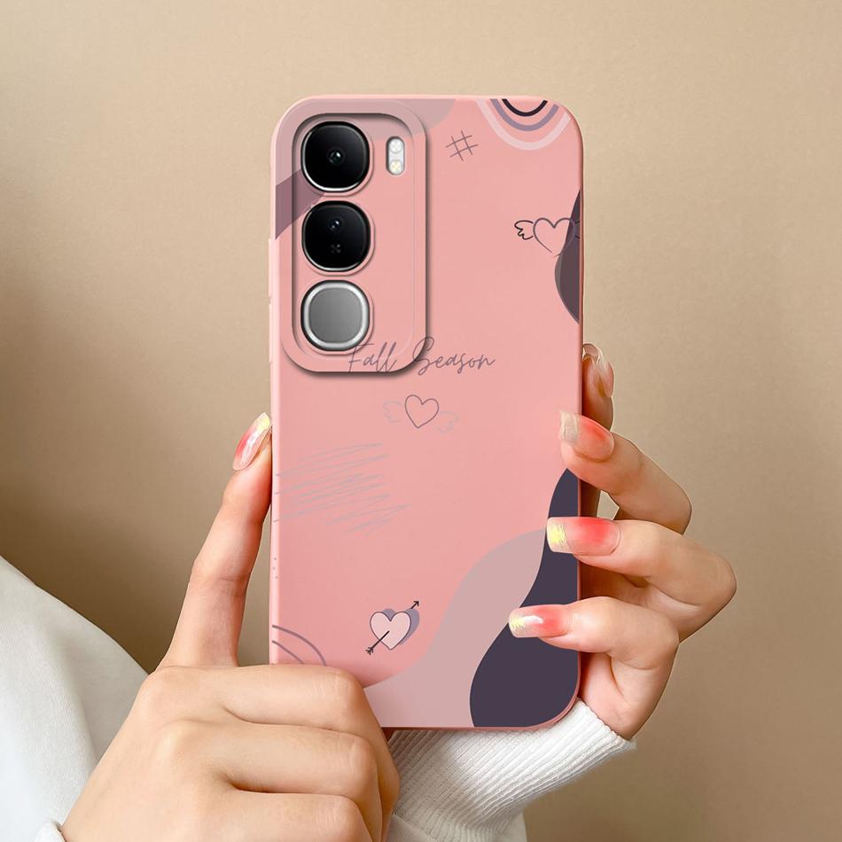For Vivo V40 Lite V40SE Y200 Y300 Case Simple Heart Liquid Silicone Camera Protection Back Cover For Vivo V 40 Lite V40 SE Funda