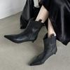 Fashion 2024 New Autumn Winter Women Boot Leather Short Boots for Women Fashion Pointed Toe Med Heels Ladies Shoes Modern Chelsea Boots