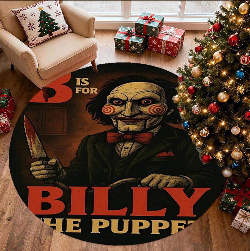Bride of Chucky Pattern Round Rug, Indoor/Outdoor Mat, for Picnic, Gameroom, Bedroom, Office, Living Room, Home Decor Carpet, Birthday Gift