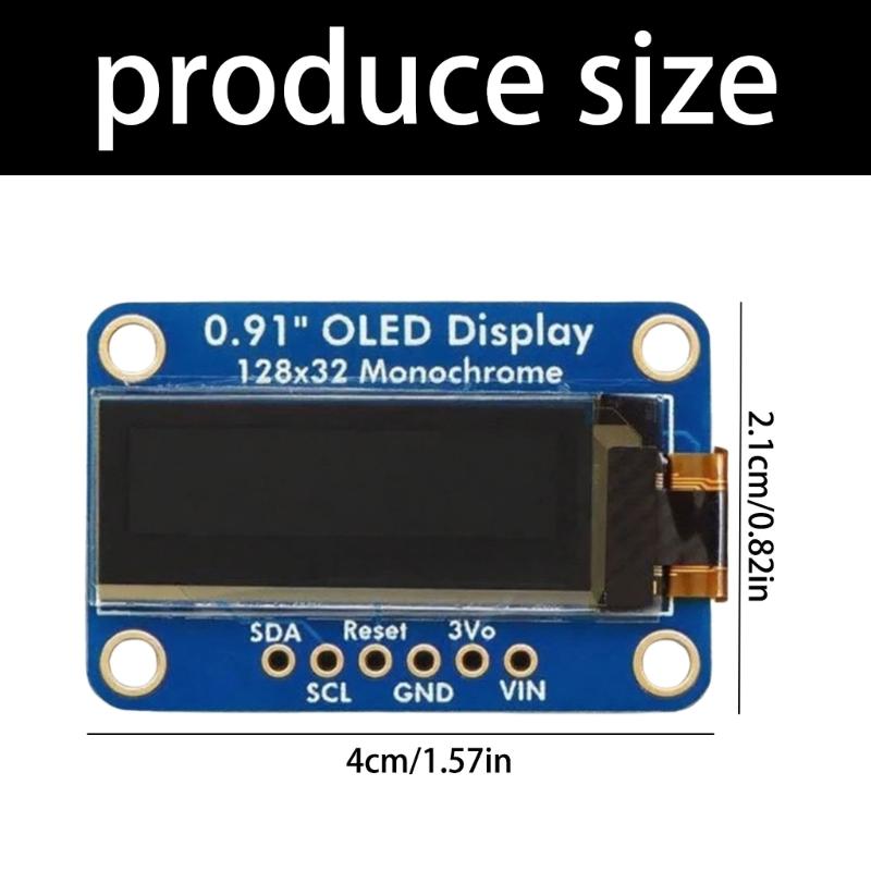 Monochrome Screen 0.91Inch 128X32 I2C Communication Embeddedly System Component