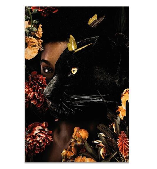 Nordic Flower Animal Mural Tiger Lion Zebra Poster And Print Mural Living Room Canvas Modern Classical Decorative Painting