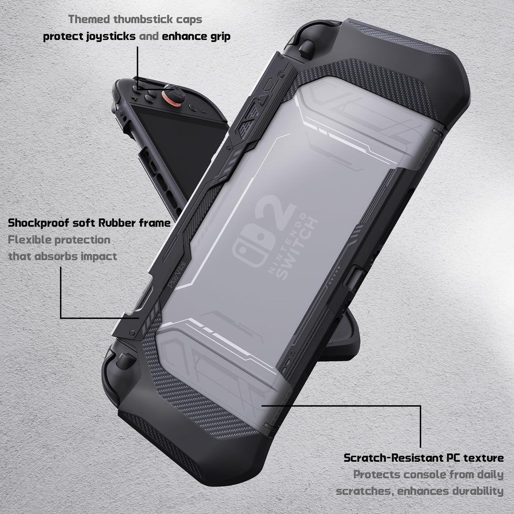 PlayVital METEOR TPU Soft Protective Case Cover for Nintendo Switch 2 Dock with Thumb and (2025), Compatible, Grips, Shockproof, Non-Slip,