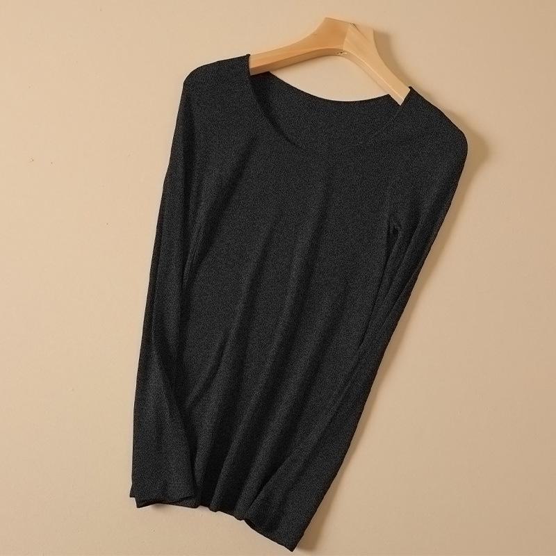 Meiyabi Women's High Elastic Thermal Underwear Top - Slim, Thin, Round Neck for Autumn and Winter