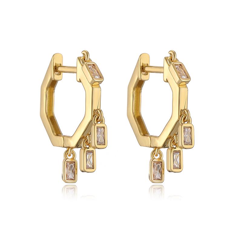 

HECHENG,CZ crystal small hoop earring for women gold color rainbow Round/rectangle hoop earring Zircon