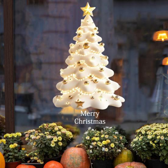 Christmas Tree Window Cling Removable Waterproof PVC Winter Merry Christmas Static Glass Sticker Holiday Party Decoration Decal