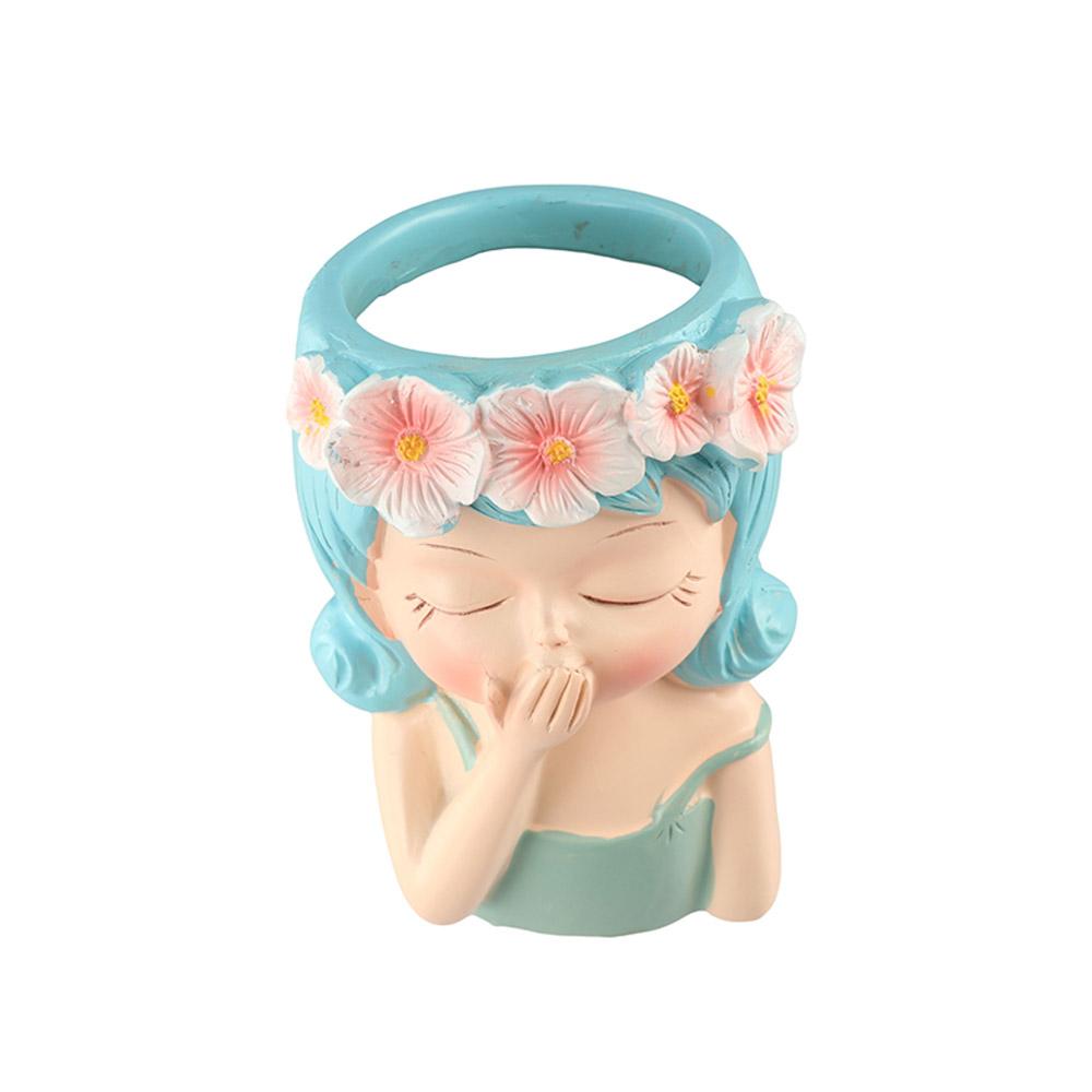 Resin Fairy Flowerpot Girl Statue Succulent Planter Pot Face Planters Pots  Office