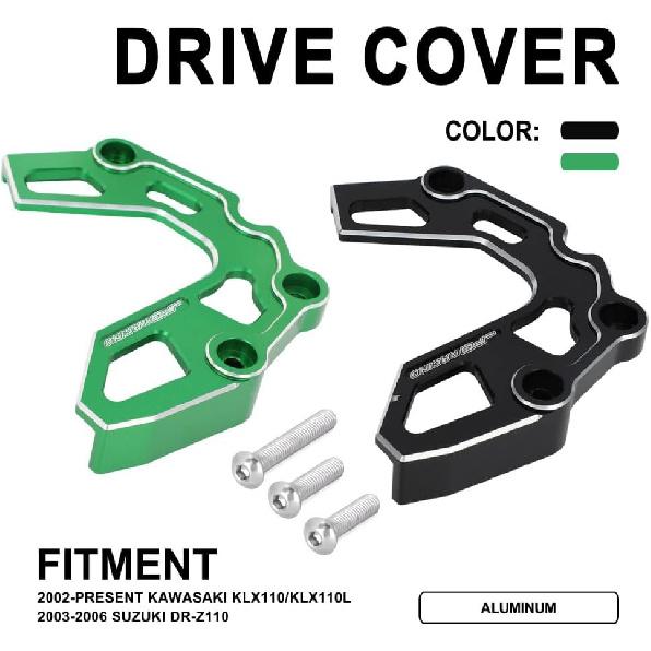 

JFG RACING Dirt Bike Front Sprocket Guard Chain Cover CNC Chain Sprocket Cover Protector Aluminum for KLX110/KLX110L 2002-2023 DRZ110 2003-2006 Black