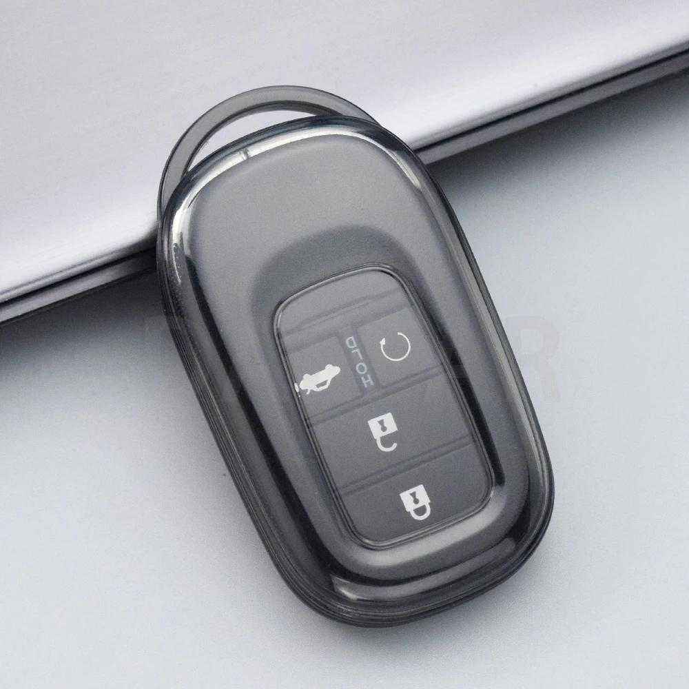 Transparent Black White Key Case For Honda Civic Accord Vezel Accessories Car Cover Key Bag Holder Shell Keychain Protection