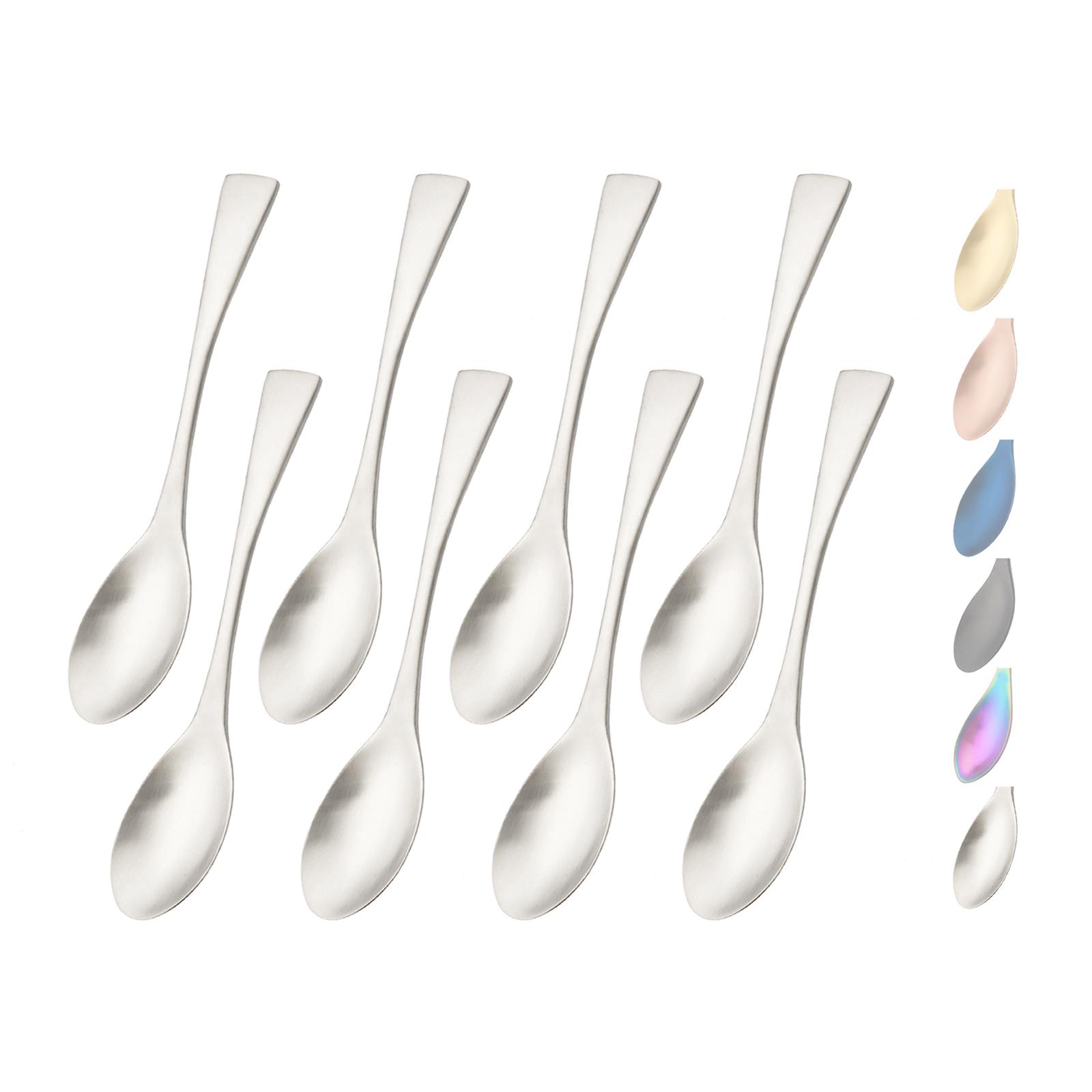 

8 шт. серебряная матовая отделка, чайная ложка, набор столовой посуды, высококачественный вестерн 18/10, столовое серебро из нержавеющей стали, кофейная ложка, столовые приборы, кухонный набор серебряный