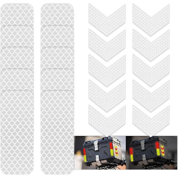 20Pcs Reflective Safety Stickers High-Visibility Decals, Waterproof & Weather-Resistant, Super Adhesive for Helmets, Bikes, Trailers, Cars, Mailboxes