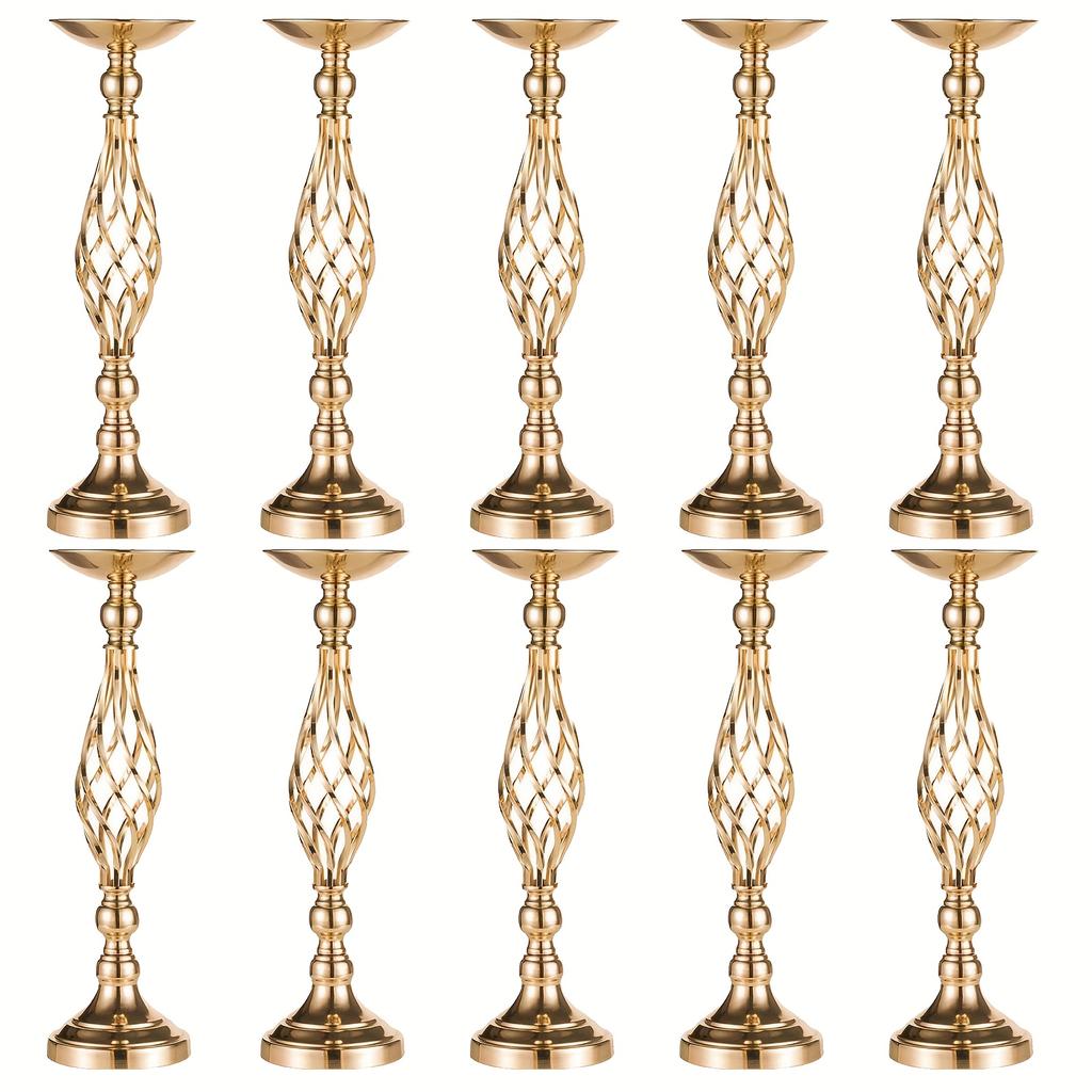 10pcs Elegant Metal Flower Vase Dining Table Butter Lamp Candlestick Ornaments Boho Artificial Flower Decor Bottle Flower Stand
