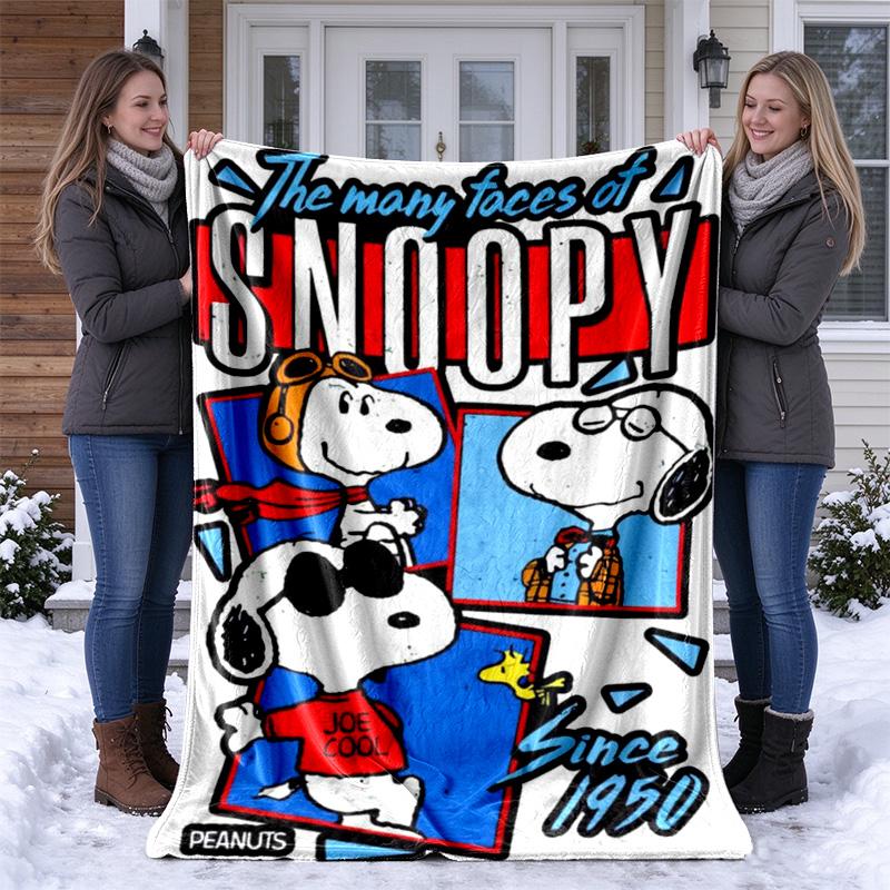 Sunset Drive Snoopy Cartoon Print blanket Flannel Blanket Soft Cozy Plush Throw for Sofa Bed Lightweight Home Decoration