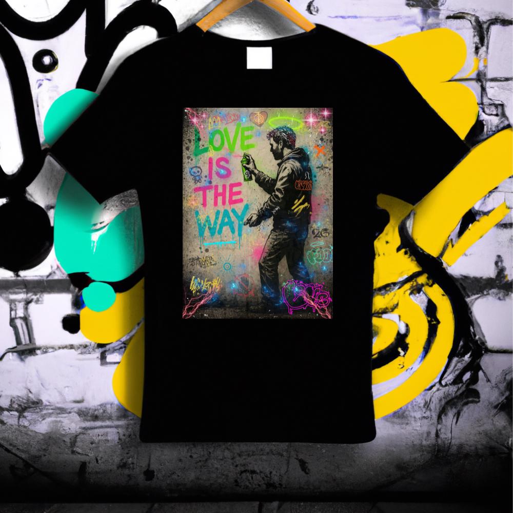Love Is The Way Graffiti T-Shirt, Banksy-Style Streetwear Tee, Banksy-Style Art, Urban Art Shirt, Peace & Love Graffiti, Street Art Clothing