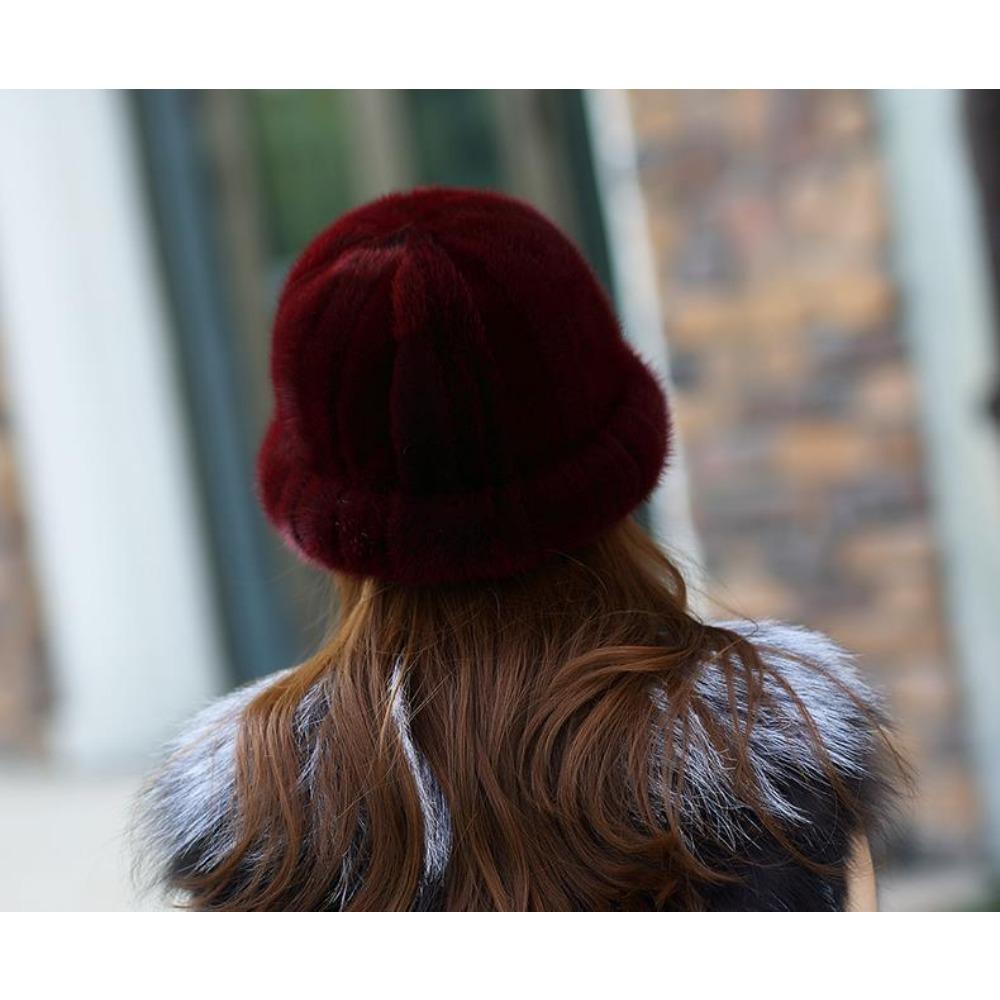Ladies Winter Imitation Mink Hat Fur Fur Fur Outdoor Fashion Cotton Hat Top Hat Jazz Hat Warm