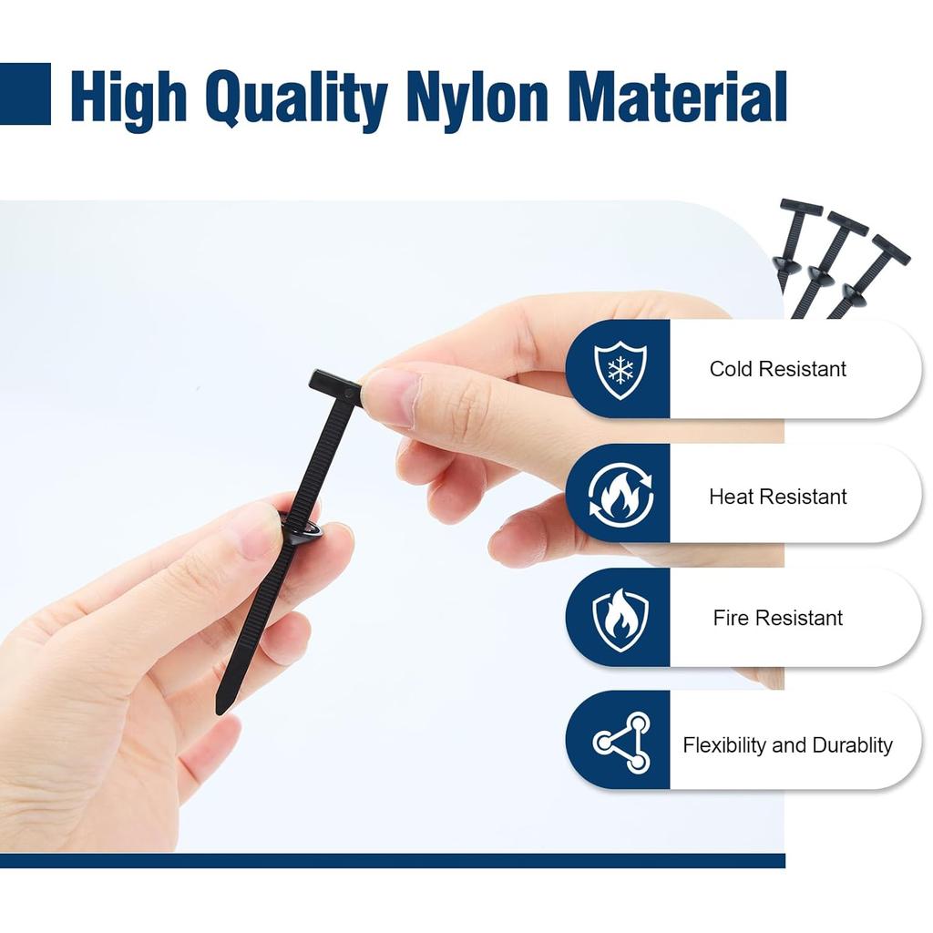 Nylon Universal Cable Tie Buckle, Multi-Functional Black Zip Ties With Pin & Button, 50 PCS Snap-Fit Nylon Fastening Clip For Car