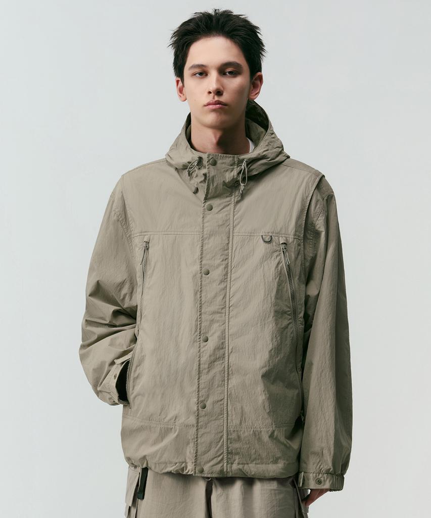 Musinsa Standard [City Leisure] Detachable Sleeve Windbreaker Jacket [Grayish Beige]
