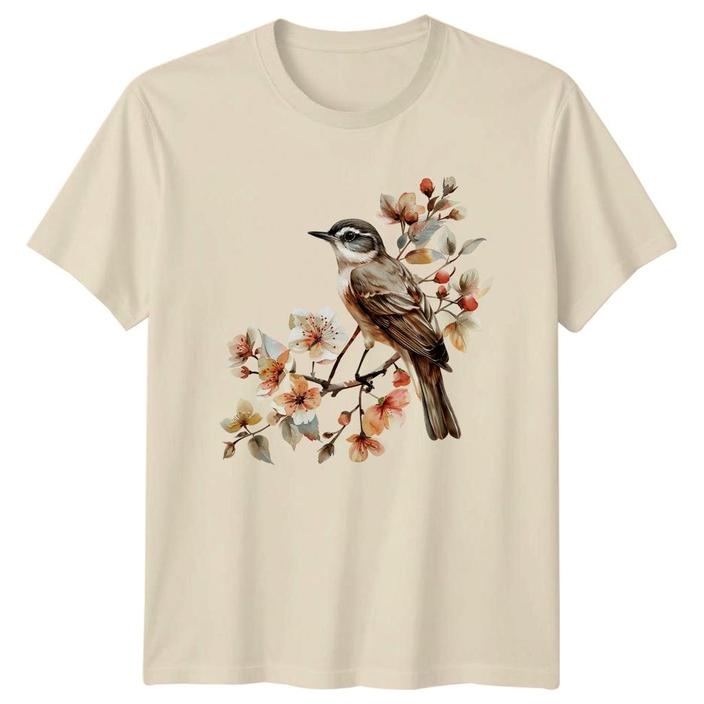 Watercolour Bird T-Shirt Rustic Spring Nature Gift For Him And Her