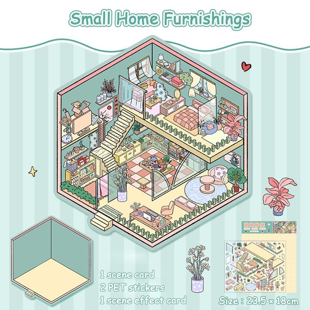 3D Miniature Scene 3D Stickers DIY Visual Stacking Sticker Gifts Hand Account Stickers