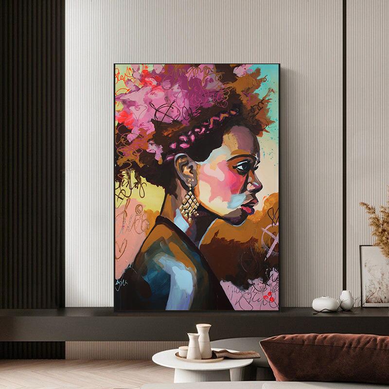 African Woman Abstract Art Canvas Paintings Africane Girl Africa Art Posters and Prints Wall Art Pictures for Living Room Decor