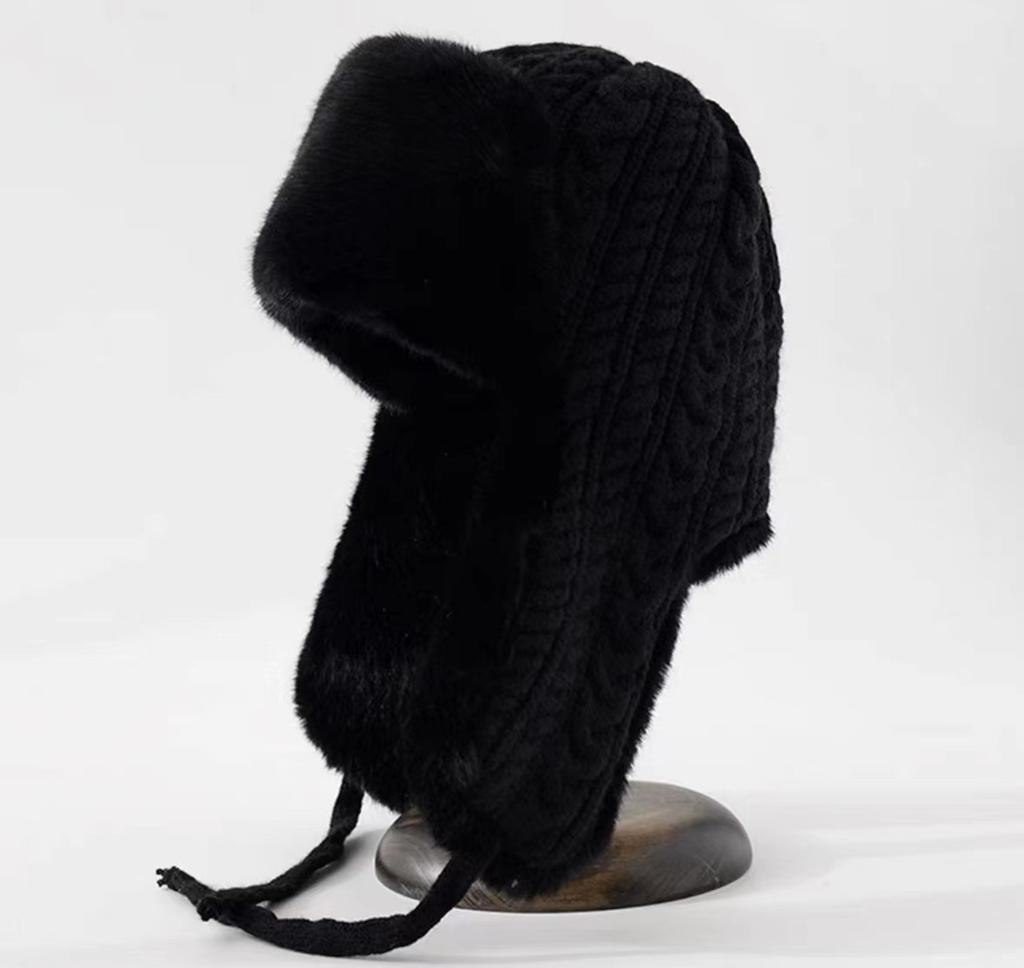 Extreme Warm Ushanka with Long Ear Covers, Super Thick Knit Winter Hat for Women, Windproof Skiing Cycling