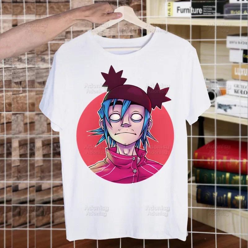 Gorillaz PUNK ROCK Cartoon Funny T Shirt Men New Casual Short Sleeve ChakaKhan Noodle Tshirt Homme Manga Unisex T-shirt Tees