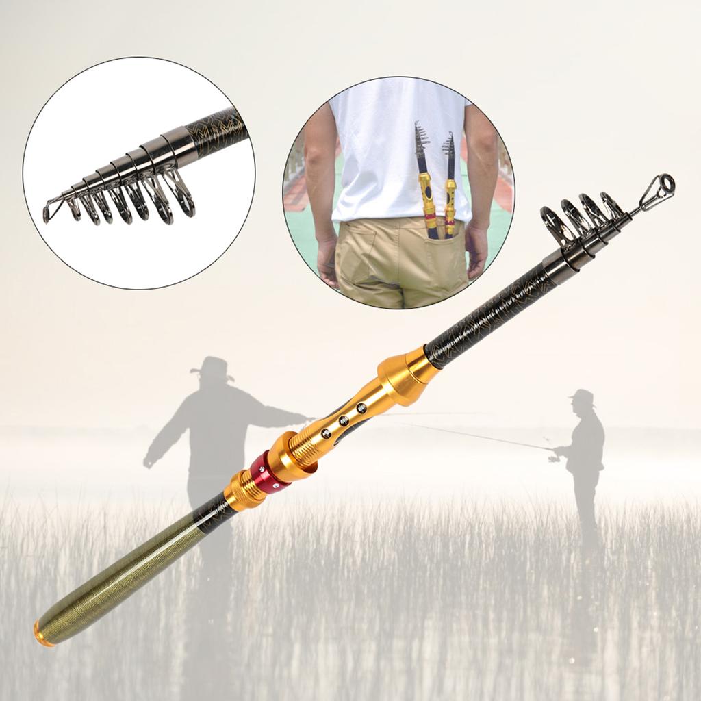 Mini Portable Carbon Retractable Super Hard Sea Fishing Fish Pole Rod (1.8m)