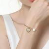Titanium steel vintage cat's eye stone bracelet, heart-shaped pearl bracelet, jewelry accessory