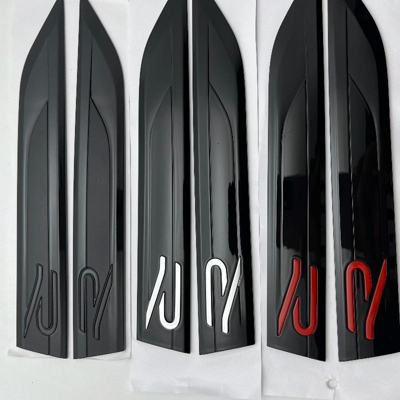 2Pcs/lot 20cm X 2.9cm ABS R Badge Sticker Car Side Blade Sports Wing Fender Emblem Accessories For Golf Polo Tiguan Rline R-Line