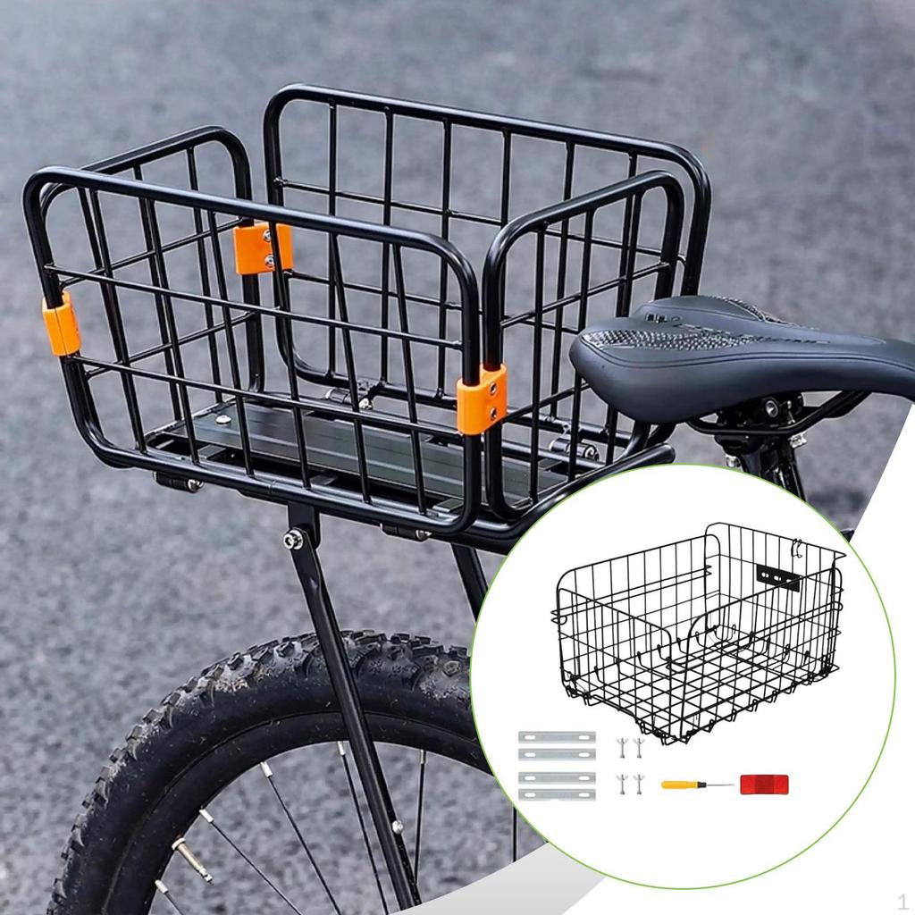 Bike Basket Rear Bicycle Cargo Bag Storage Foldable Rears Baskets for Biking