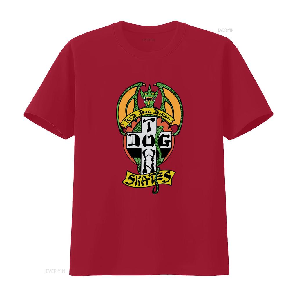 Dogtown Skateboards T Shirt Red Dog OG 70s Black Vintage Washed Soft Breathable Versatile Streetwear Fashion Casual Comfortable