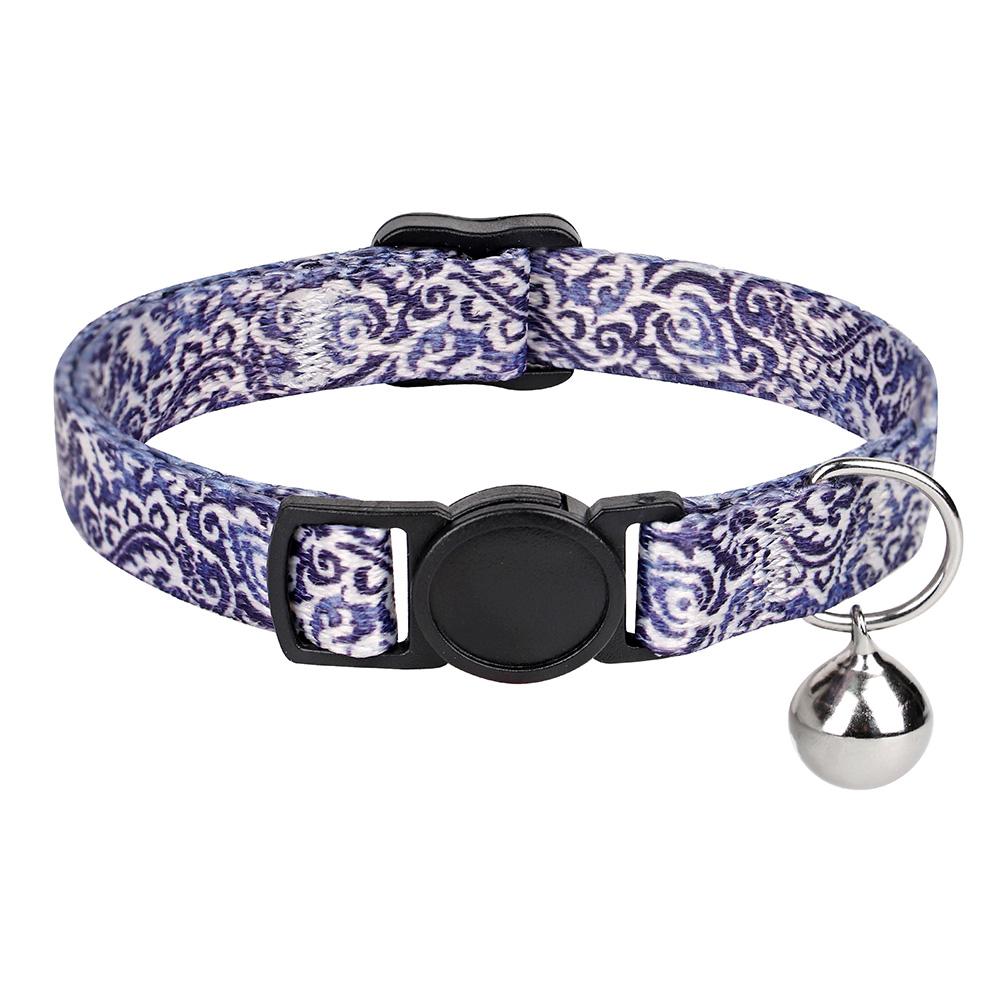Nylon Cat Collar Quick Release Cat Collars Safety Kitten Puppy Collars Print Necklace With Bell Adjustable Cats Accessories