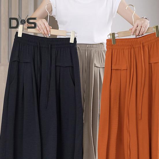 Pantaloni tăiați pentru femei, de culoare uni, cu talie elastică, pantaloni ocazionali, cu buzunare, pantaloni largi, îmbrăcăminte zilnică