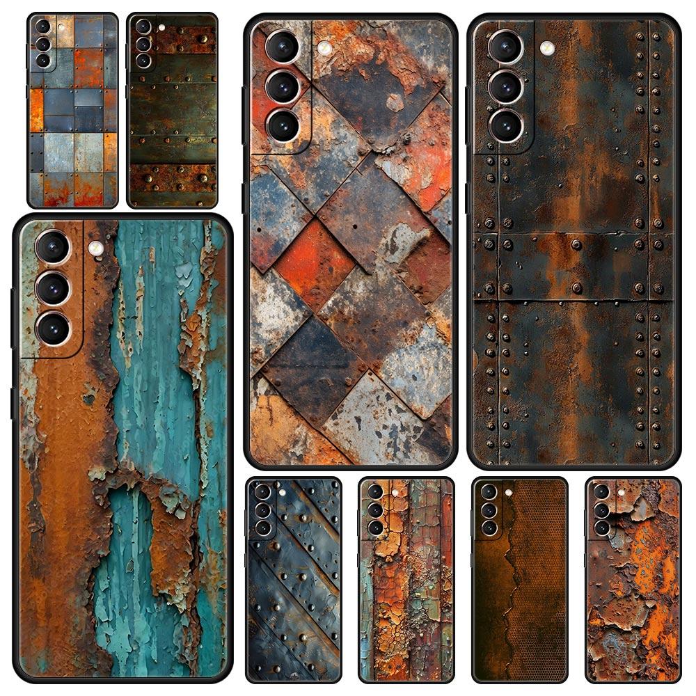 Vintage Industrieller Stil Rostige Handyhülle für Samsung Galaxy S26 S25 S24 S23 S22 S20 S21 FE Ultra S25 Edge Plus Weiche TPU Abdeckung