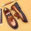 Amazon Beliebte Leder-Loafer für Herren, ein Pedal, Business, Casual, britische Retro-Plateau-Lederschuhe mit Fransen