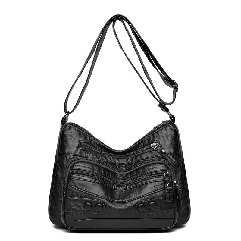 

Сумка для среднего и пожилого возраста, женская сумка через плечо из мягкой кожи, большая вместительная сумка через плечо, материнская сумка синий