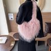 Women Fluffy Shoulder Bag Commuting Shopping Outdoor Travel Crossbody Bags Fashion Portable Female Heart Tote
