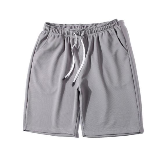 Мужские шорты однотонные с drawstring летние высокоэластичные на резинке короткие штаны для фитнеса XL серый