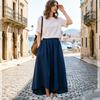 Dampantal med elastisk midja, vida ben, lös passform, culottes, lediga, enfärgade, kortade byxor