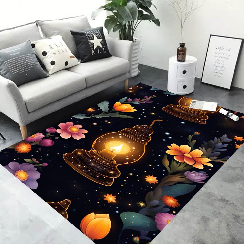 Vintage Pflanzen Wildblumen Bereichsteppich für Zuhause Wohnzimmer Schlafzimmer Küche Teppich Rutschfester Flanellteppich Maschinenwaschbare Fußmatte