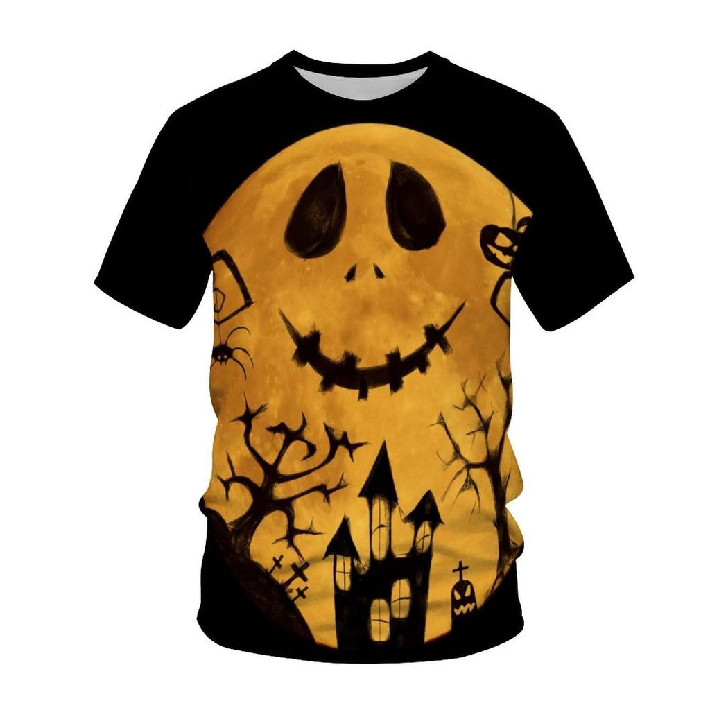 SHUNAICHI Halloween Christmas Gift Halloween Party Men's Costume 3D Digital Printing Pumpkin T-Shirt Crew Neck Loose T-Shirt Top