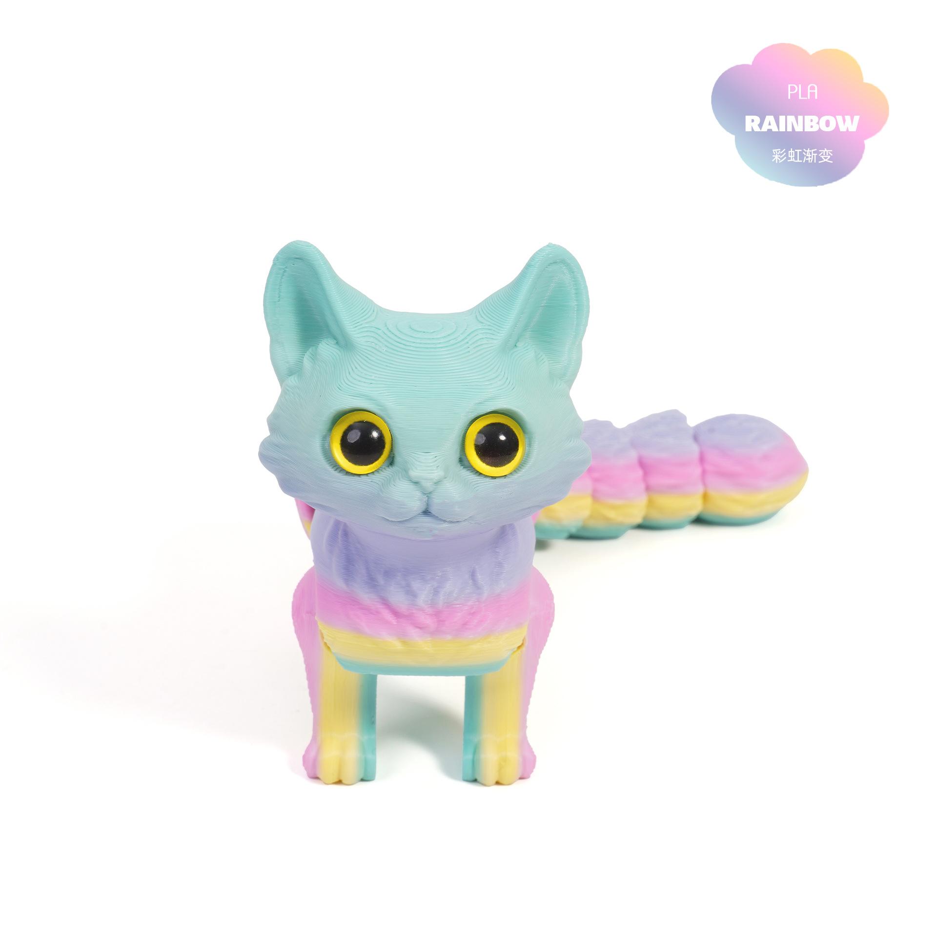 Jouets Anti-Stress Chats Mignons Imprimés en 3D Queue Articulée Mobile Décoration Chambre Chaton Kawaii Décoration de Voiture Décorations de Bureau Cadeaux Pour Amis 12CM