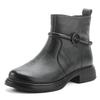 First layer cowhide autumn and winter new retro thick heel Martin boots medium heel leather boots women's thick heel short boots