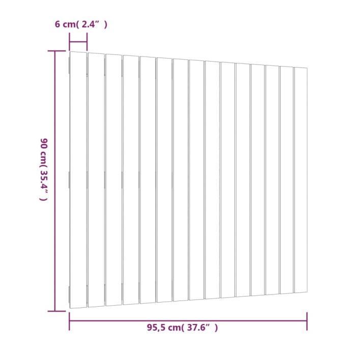 824885 vidaXL Wall-mounted Headboard Grey 95.5x3x90 Cm Solid Pine Wood