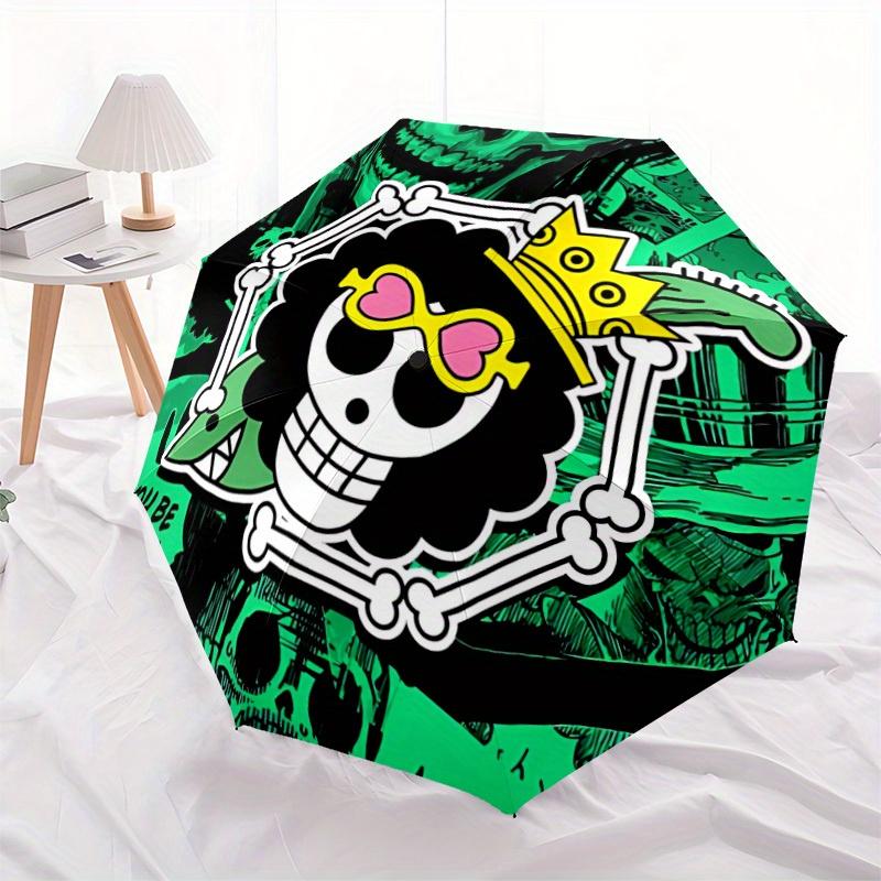 One Piece Skull Automatic Folding Umbrella, Self-Opening/ Closing, Durable Windproof Travel Umbrella for Outdoor Adventures A0826005