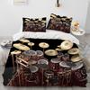 3D Drum Kit Music Instruments Comforter Bedding Set,Duvet Cover Bed Set Quilt Cover Pillowcase,King Queen Size Bedding Set Gift