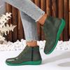 2025 Spring Women Waterproof Ankle Boots Vintage Woman Faux Leather Pu Flat Shoes Short Boots Womens Plus Size Zipper Booties