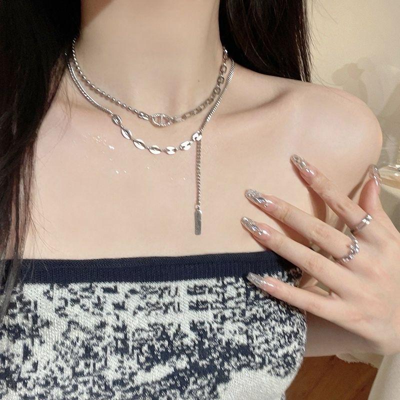 Luxury-luxurious, Niche-style Fringed Chain Sweatshirt Necklace Hip-hop Design Sense, Elegant Collar Chain Accessory