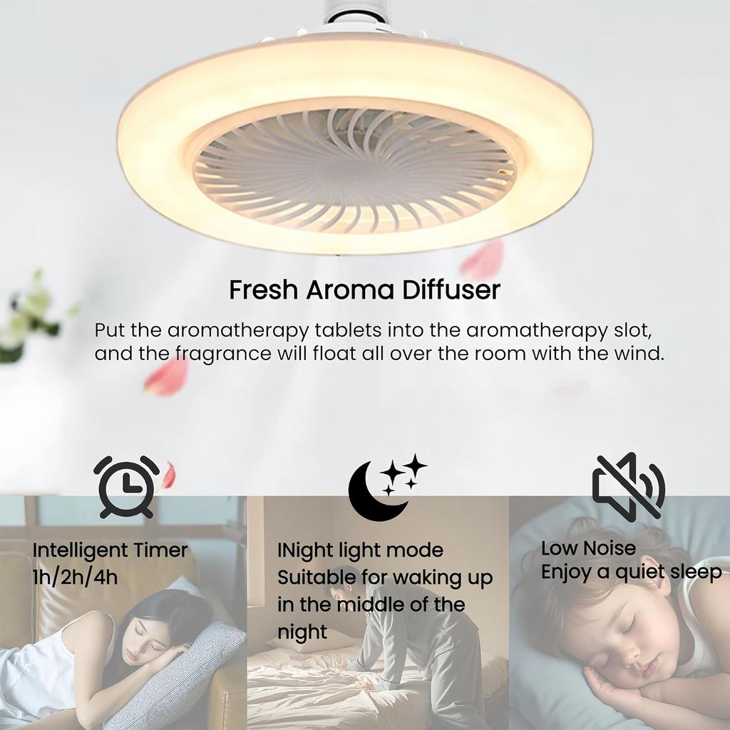Modern Ceiling Fan With Remote Control Lighting Lamp E27 Converter Base For Bedroom And Living Room Smart Ceiling Fan Lam